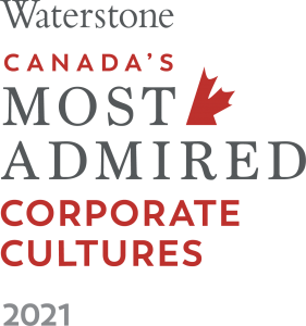 Waterstone Logo text reads Waterstone, Canada's Most Admired Corporate Cultures 2021