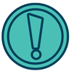 Exclaimation icon An Exclamation icon in navy color inside a double layered circle with teal background color