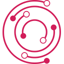 Four half circles with dots on the end showing evolving circles.