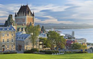 Quebec City skyline overlooking the water.